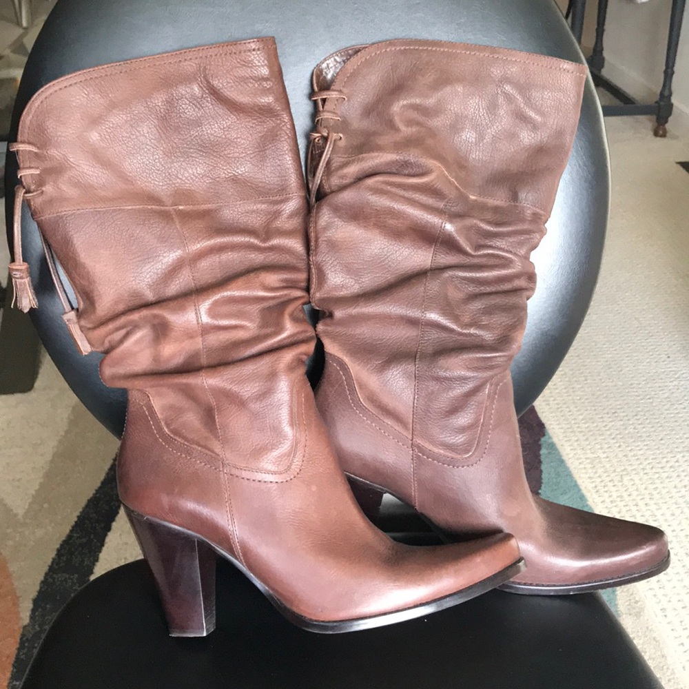 Brown Leather Heeled Boots